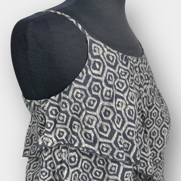 Gap Geometric Ruffle Cami Top Adjustable Straps Navy White XS Fits Like Small - Picture 4 of 9